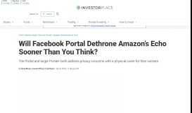 
							         Will Facebook Portal Dethrone Amazon's Echo Sooner Than You ...								  
							    