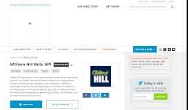 
							         William Hill Bets API | ProgrammableWeb								  
							    