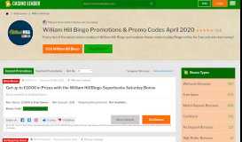 
							         William Hill Bingo No Deposit Bonus Promo Codes 2020								  
							    