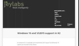 
							         Windows 10 and VS2015 support in K2 – Work Intelligently								  
							    