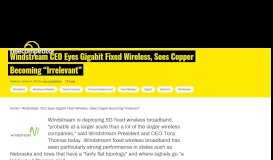 
							         Windstream CEO Eyes Gigabit Fixed Wireless, Sees Copper ...								  
							    