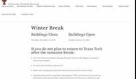 
							         Winter Break | Housing | TTU								  
							    