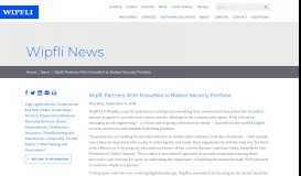 
							         Wipfli Partners With KnowBe4 to Bolster Security Portfolio - Wipfli LLP								  
							    