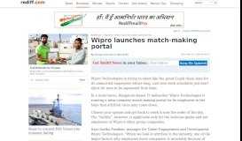 
							         Wipro launches match-making portal - Rediff.com								  
							    
