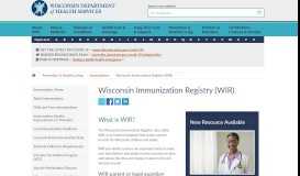 
							         Wisconsin Immunization Registry (WIR) - DHS.Wisconsin.gov								  
							    