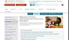 
							         Wisconsin Shares Information for Child Care Providers								  
							    