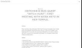 
							         (Witcher 3) Bug-Quest “Witch Hunt”- First meeting with Keira Metz in ...								  
							    