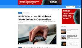 
							         With PSD2 Deadline Looming, HSBC Launches API Sandbox								  
							    
