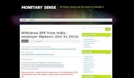 
							         Withdraw EPF from India – employer Mphasis (Oct 31 2012 ...								  
							    