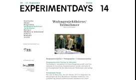 
							         Wohnprojektbörse/ Teilnehmer | experimentdays14								  
							    