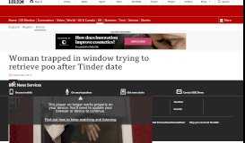 
							         Woman trapped in window trying to retrieve poo after Tinder date ...								  
							    