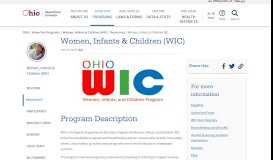 
							         Women, Infants & Children (WIC) - Ohio Department of Health - Ohio.gov								  
							    