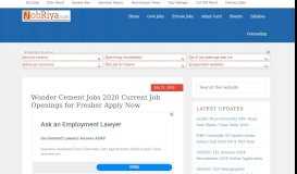 
							         Wonder Cement Jobs 2019 Current Job Openings for Fresher - Jobriya								  
							    