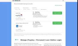 
							         Wonga [Payday / Personal] Loan Online Login - CC Bank								  
							    