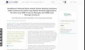 
							         Woodforest National Bank selects Online Banking ... - Business Wire								  
							    