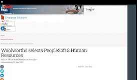 
							         Woolworths selects PeopleSoft 8 Human Resources | ITWeb								  
							    