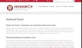 
							         Work and Travel Weltweit | Interswop Auslandsaufenthalte								  
							    