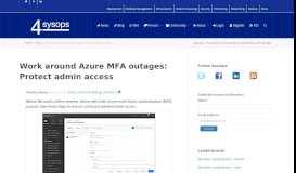 
							         Work around Azure MFA outages: Protect admin access – 4sysops								  
							    