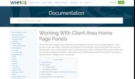 
							         Working With Client Area Home Page Panels - WHMCS Documentation								  
							    