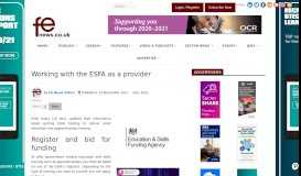
							         Working with the ESFA as a provider - FE News								  
							    