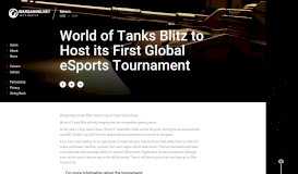 
							         World of Tanks Blitz to Host its First Global eSports Tournament ...								  
							    