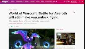 
							         World of Warcraft: Battle for Azeroth will still make you unlock flying ...								  
							    
