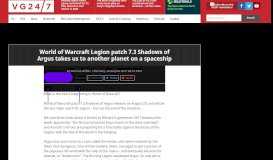 
							         World of Warcraft Legion patch 7.3 Shadows of Argus takes us to ...								  
							    