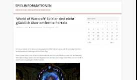 
							         'World of Warcraft' Spieler sind nicht glücklich über entfernte Portale ...								  
							    