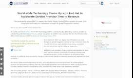 
							         World Wide Technology Teams Up with Red Hat to ... - Business Wire								  
							    