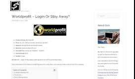 
							         Worldprofit - Login Or Stay Away? | Start Affiliating								  
							    