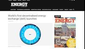 
							         World's first decentralised energy exchange (deX) launches - Energy ...								  
							    