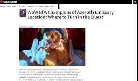 
							         WoW BfA Champions of Azeroth Emissary Location: Where to Turn in ...								  
							    