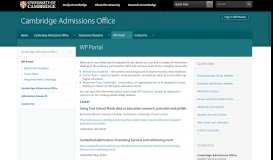
							         WP Portal | Cambridge Admissions Office								  
							    