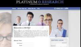 
							         Writer Sign-up - Platinum Research								  
							    