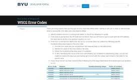 
							         WSO2 Error Codes | BYU Developer Portal								  
							    