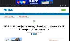 
							         WSP USA projects recognized with three Calif. transportation awards ...								  
							    