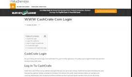 
							         WWW CashCrate Com Login - iTakeSurveys								  
							    