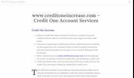 
							         www.creditoneincrease.com - HowTo Log in Online								  
							    