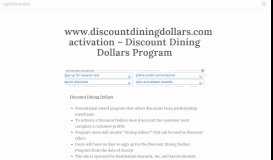 
							         www.discountdiningdollars.com activation – Discount Dining ...								  
							    