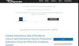
							         www.fepoda.edu.ng | Federal Polytechnic Idah : IDAHPOLY News								  
							    