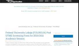 
							         www.fulokoja.edu.ng | Federal University of Lokoja : FULOKOJA News								  
							    