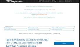 
							         www.fuwukari.edu.ng | Federal University Wukari: FUWUKARI News								  
							    