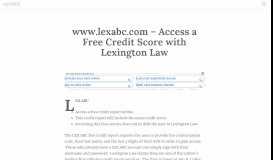 
							         www.lexabc.com - Access a Free Credit Score with Lexington ...								  
							    