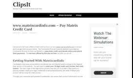 
							         www.matrixcardinfo.com – Pay Matrix Credit Card - Clipsit								  
							    