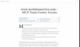 
							         www.mcdaltametrics.com – MCD Team Center Access ...								  
							    