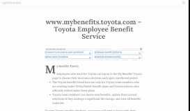 
							         www.mybenefits.toyota.com – Toyota Employee Benefit ...								  
							    
