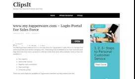 
							         www.my.tupperware.com - Login Portal For Sales Force - Clipsit								  
							    