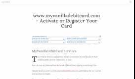 
							         www.myvanilladebitcard.com – Activate or Register Your Card ...								  
							    