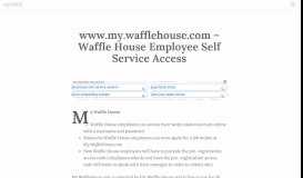 
							         www.my.wafflehouse.com - Waffle House Employee Self ...								  
							    