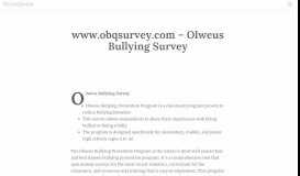 
							         www.obqsurvey.com - Olweus Bullying Survey - HectaMedia								  
							    